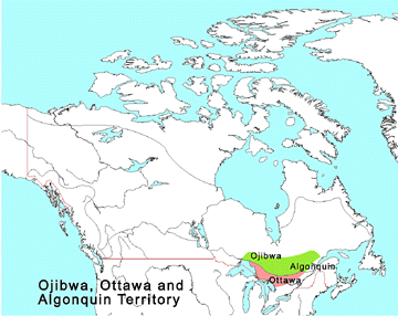 Agonquin, Ottawa and Ojibwa territory