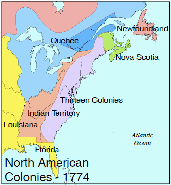 North American colonies 1774