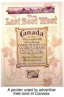 A poster used to advertise free land in Canada