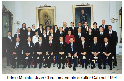 Prime Minister Jean Chretien and his smaller Cabinet 1994